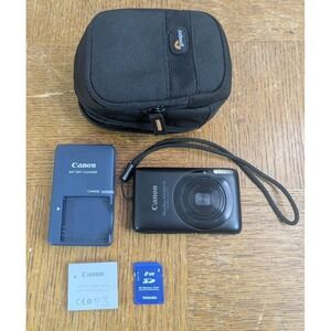 Canon Powershot SD1400 IS Digital Elph Camera Black Tested & Working + Case/Batt